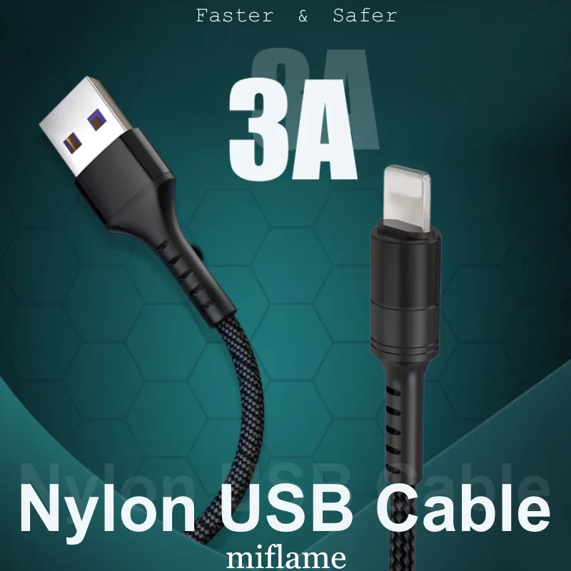 

Miflame 3A USB Cable Micro USB Cable For Android 3A Fast Charging Mobile Phone Charger For i0S USB Cable Charger Cord
