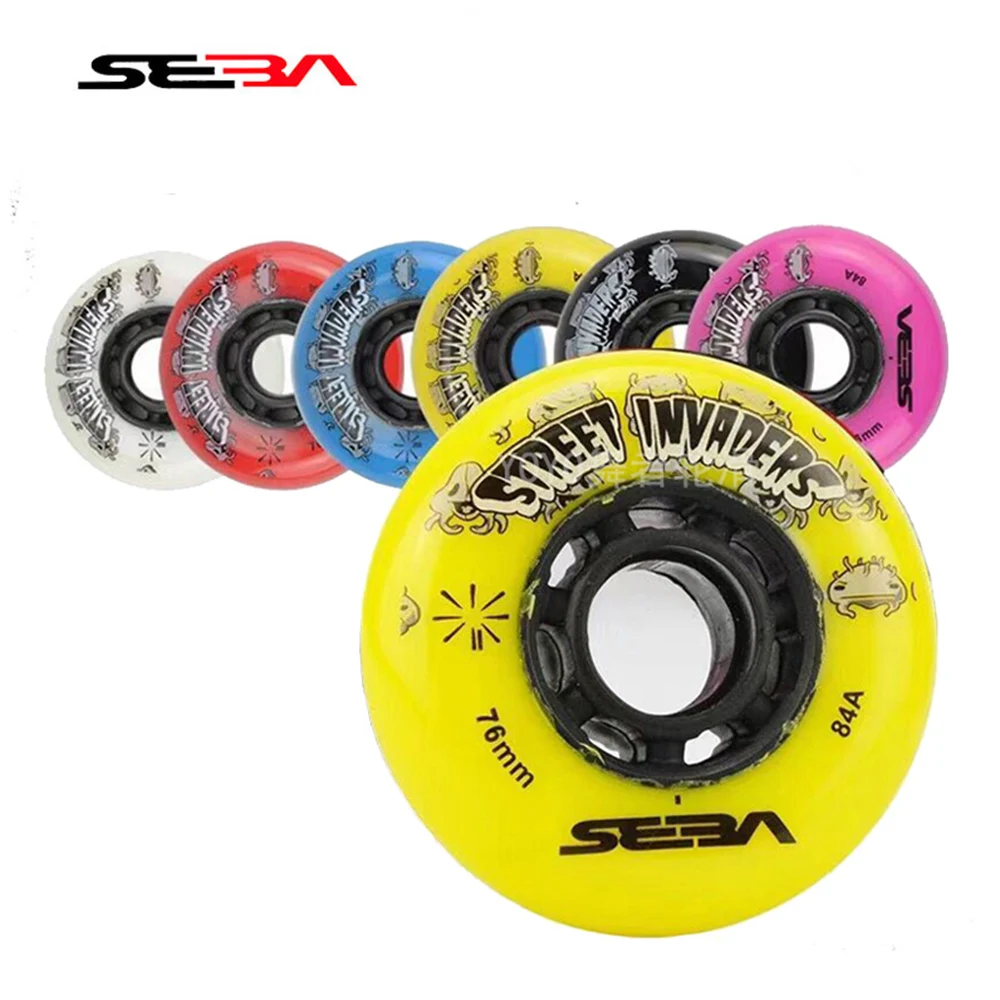 

8 Pcs SEBA Street Invaders Inline Skates Wheels 84A Roller Skating Wheels FSK Slalom Sliding Tires for Powerslide Patines