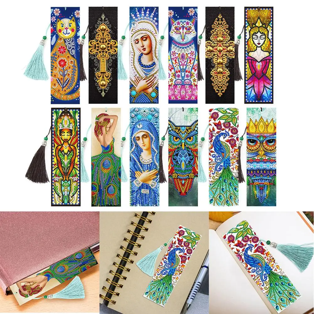Diamond Painting Accessories 2pcs 5D DIY Diamond Painting Leather Bookmarks Goddess Special Shaped Embroidery Cross Stitch Page-Marker Craft