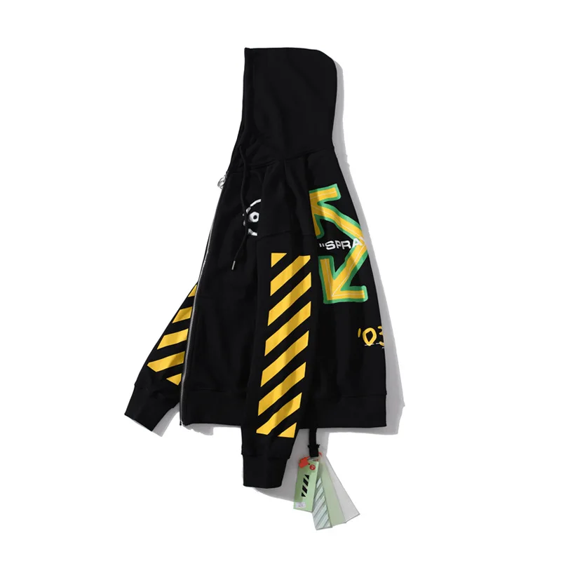 OFF-WHITE OW Limited граффити желтая стрела толстовка кардиган
