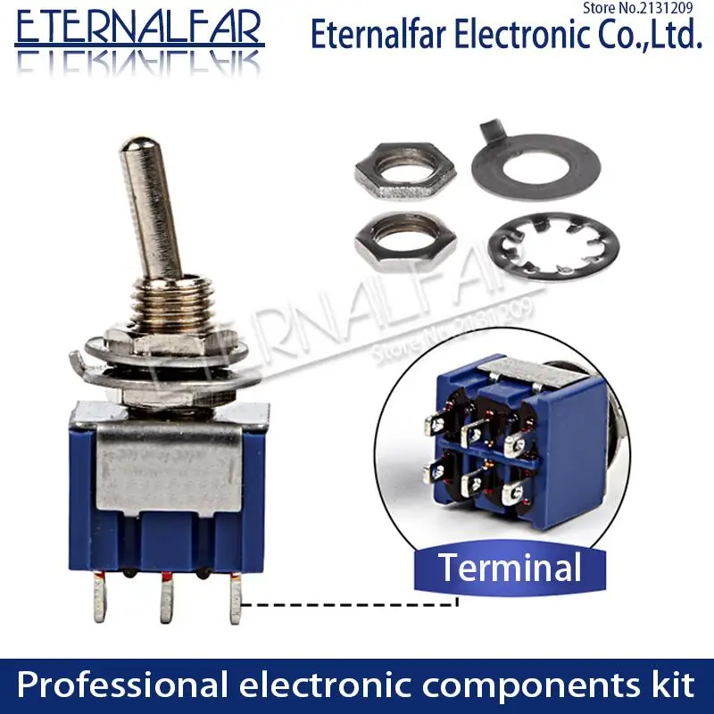 Тумблер SPDT 3A250V 6A125VAC MTS 103 Mini 3PIN ON OFF Клавишные переключатели кнопка для двигателя