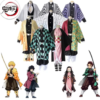 

Anime Cosplay Costume Demon Slayer Kimetsu no Yaiba Kamado Tanjirou Nezuko Agatsuma Zenitsu Tomioka Halloween Cloak Cosplay Wigs