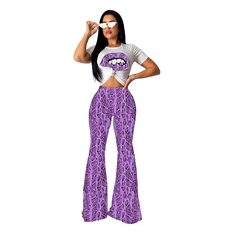 Повседневная Женский комплект 2 шт. с леопардовым принтом топ короткими рукавами