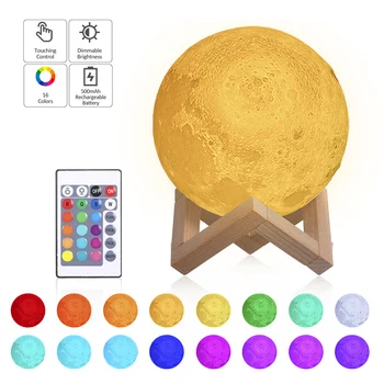 

Moon Light Remote Touching Control LED Table Lamp Dimmable 16 Colors USB Rechargeable Night Lights for Kids Present Gifts