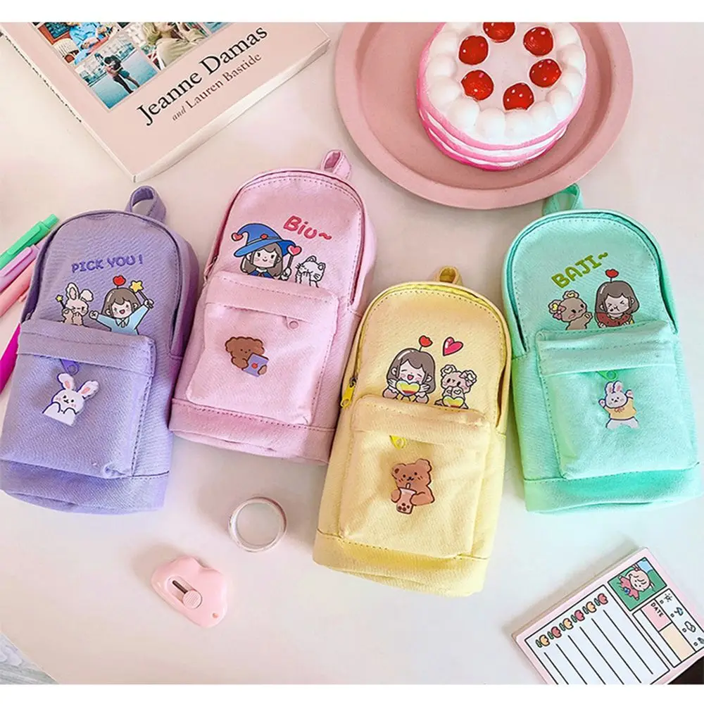 Cartoon Rabbit x Bear Canvas Pencil Case Kawaii School Stationery – Hanarii