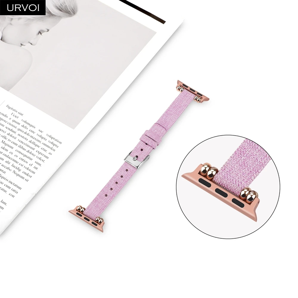 Lavender R URVOI полотно холста для Apple Watch series 54 321 ремешок Ткань запястье для iwatch тонкий запястье современный дизайн подарок для девушек женщин - Цвет ремешка: Lavender R
