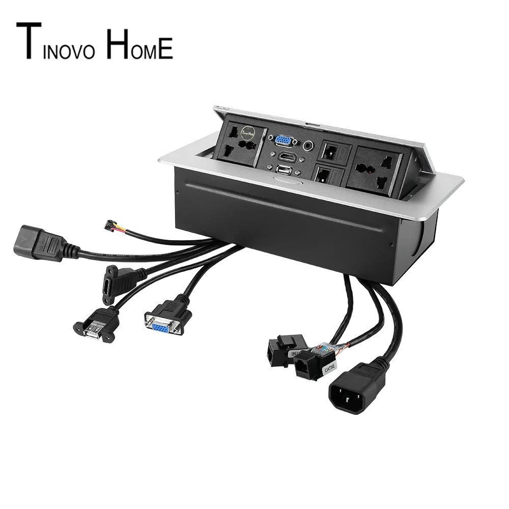 Универсальная настольная розетка/Выдвижная розетка/hdmi USB Двойная сеть RJ45 3 5 аудио