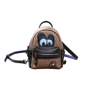 

2020 New Lady College Style Real Genuine Leather Rivet Backpack Fashion Women's Cow Leather Shoulder Backpack