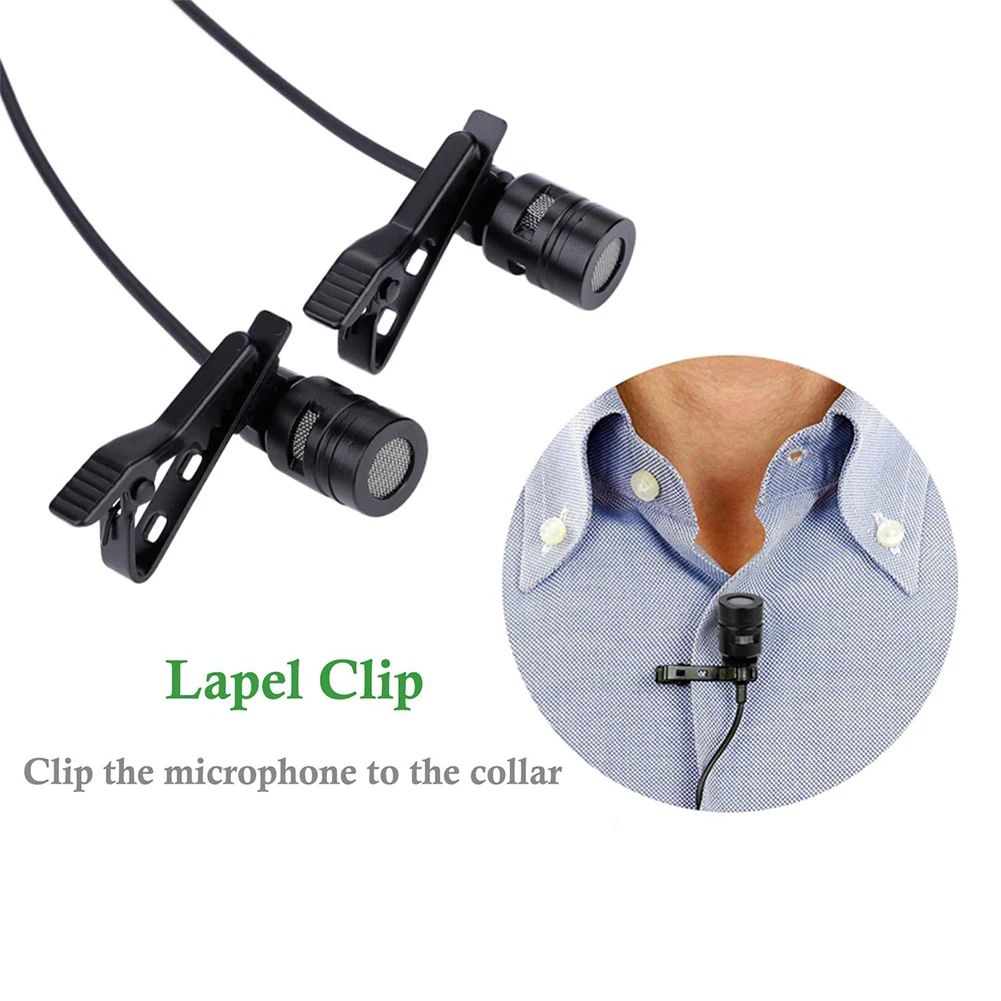  Portable Studio Microphone Double Head Hands Free Smartphones Lapel Universal Condenser For Lecture - 4000069932985