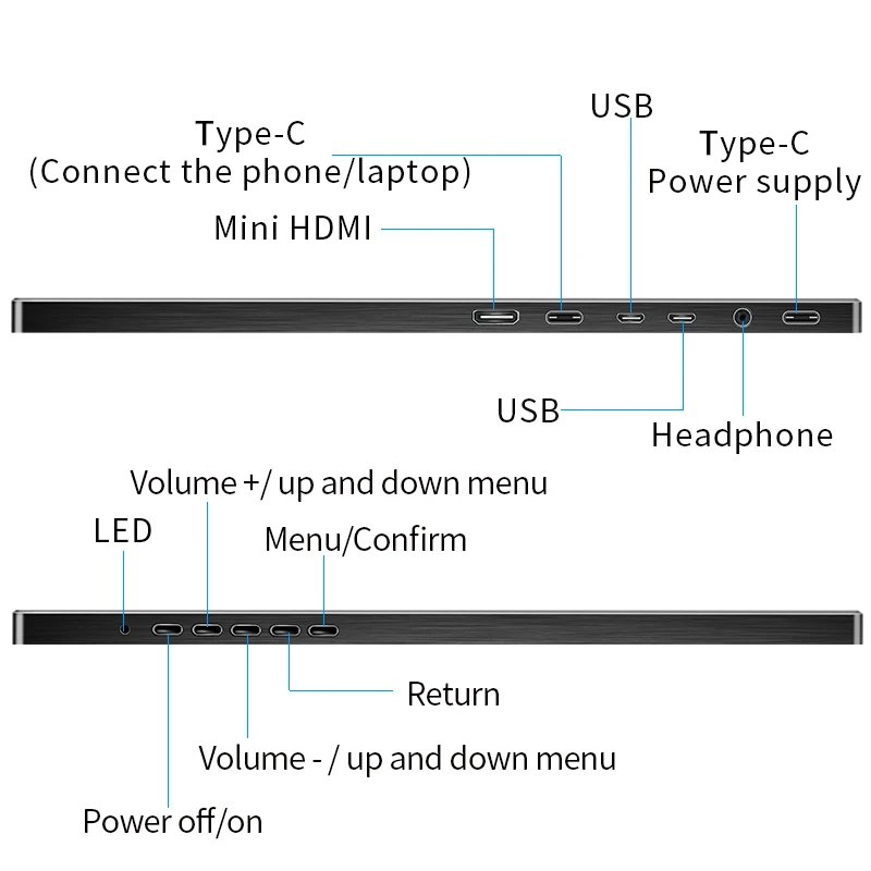 Портативный ЖК-монитор ips type-c(USB-c) 10," 2 K HDMI 2560 × 1600 для ps4 raspberry pie PC switch phone laptop xbox cctv