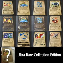 Pokemon jogo anime cartão de batalha ouro metal cartão charizard pikachu coleção cartão figura ação modelo criança brinquedo presente