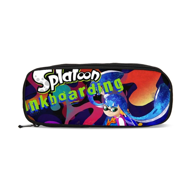 Кошельки с персонажами мультфильмов для мальчиков, модный пенал Splatoon2 с принтом, пенал на молнии, пенал для карандашей, студенческий подарок, офисный мужской стационарный кошелек хранилище, сумка - Цвет: Синий
