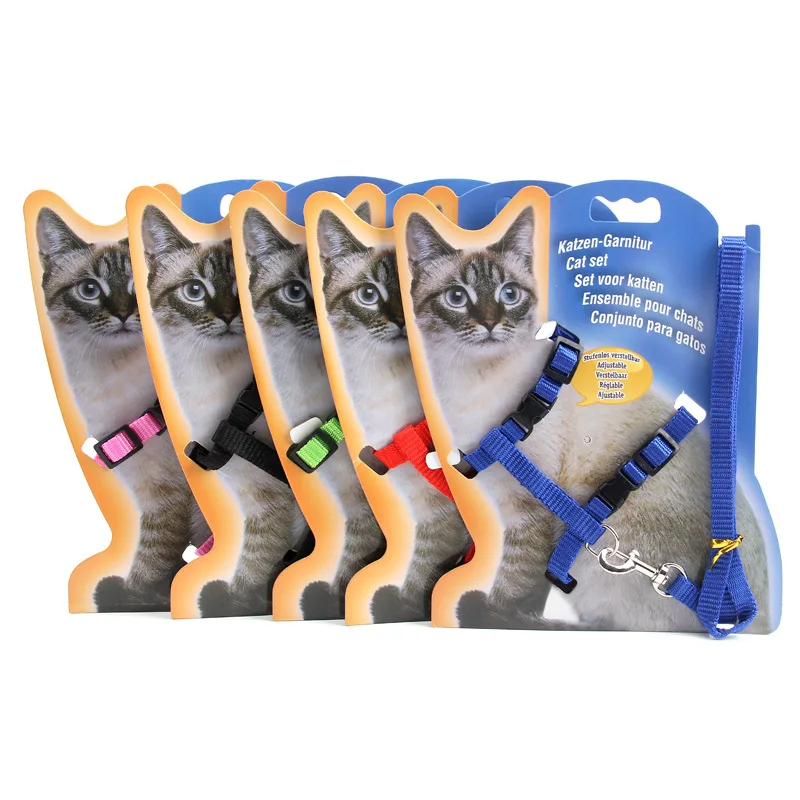 4 цвета поводок для кошки и поводок для котенка, регулируемый поводок для питомца, нейлоновый поводок, поводок для щенка, ошейник, товары для кошек HE02