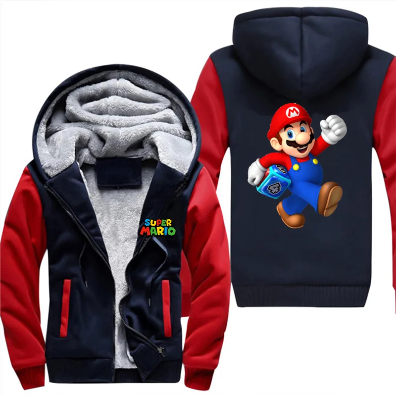 Каменное Мужское пальто, игра Super Mario Bros Galaxy, косплей, утолщенная зимняя толстовка, толстовки, куртка размера плюс, 3XL, 4XL, 5XL, толстовка с капюшоном, остров - Цвет: Тёмно-синий