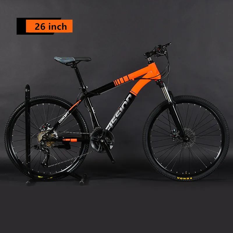 26 inch wheel orange Бренд горный велосипед карбоновая стальная рама 24/26 дюймов колеса 27/30 скорость Запираемая вилка велосипед двойной дисковый тормоз MTB Bicicleta - Цвет: 26 inch wheel orange