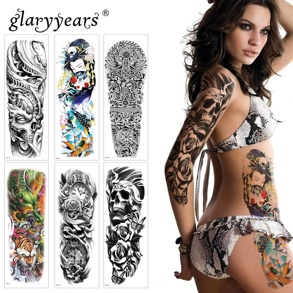 Glaryyears 1 шт. Populor временная татуировка для большой руки стикер для человека и тигра поддельный рукав Вспышка водонепроницаемый большой боди-арт для мужчин и женщин