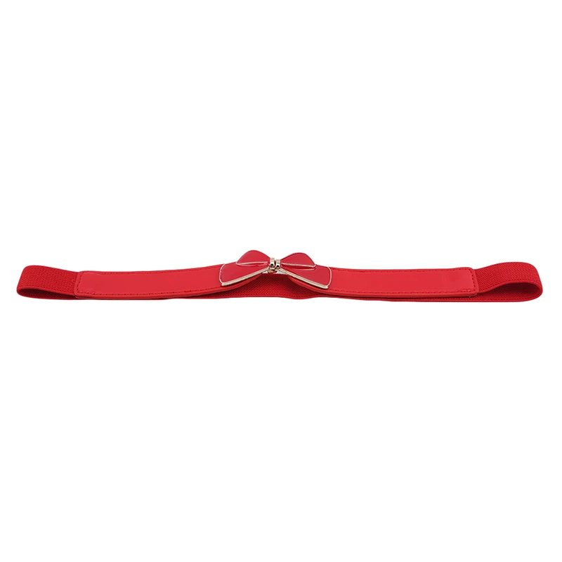 red C thin Пояса с бантом милые re эмаль лук пряжки ремни тонкий эластичный камербанд девушка платье бар вечерние украшения для женщин Подарки - Цвет: red C thin