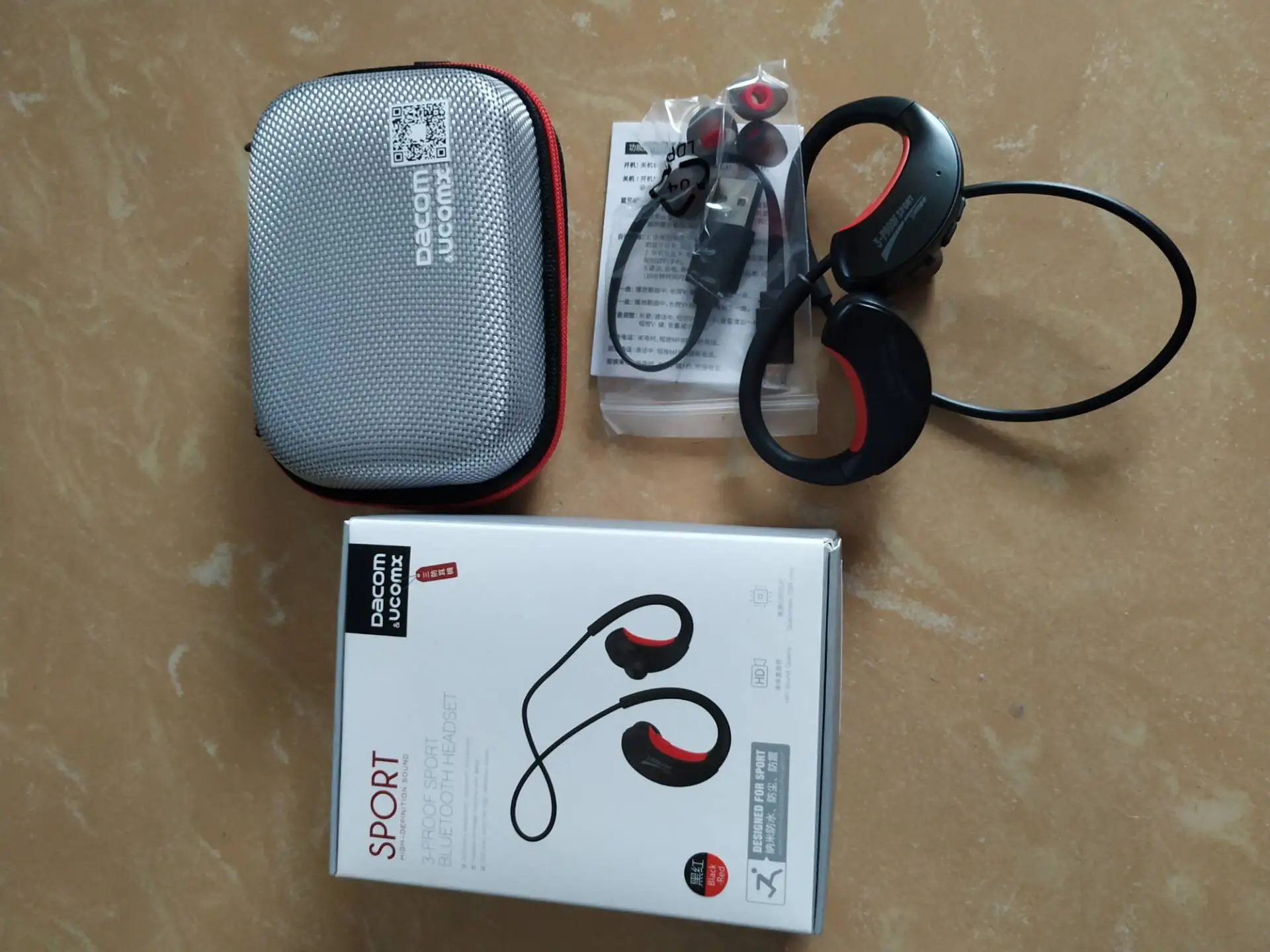 G06 Plus red DACOM G06 Броня IPX5 водонепроницаемая Спортивная Беспроводная bluetooth-гарнитура V4.1 G06 анти-пот ушной крючок Наушники для бега - Цвет: G06 Plus red