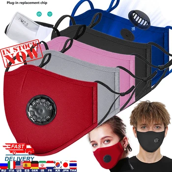 

PM2.5 Filter Mouth Mask Anti-dust Mask Reusable Mask with Breathing Valve 5 Layers Filter Cotton Masks Washable Mouth Face Masks