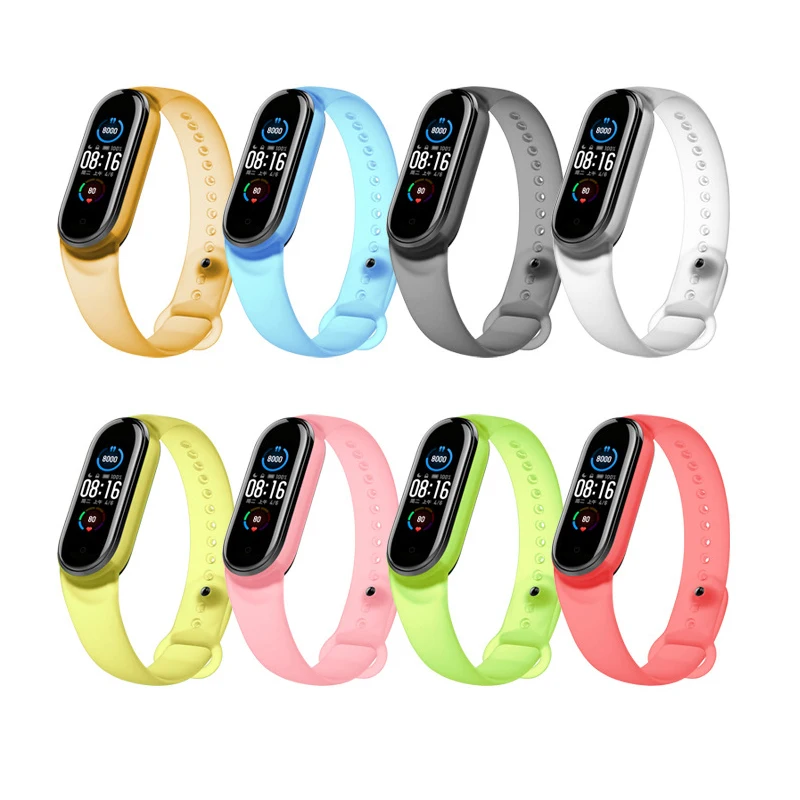 

Прозрачный силиконовый ремешок glacier для Xiaomi Mi band 3, 4, 5, 6, браслет M4, M5, Mi6, для Mi Band 5, спортивный ремешок на запястье, прозрачный ремешок для часо...
