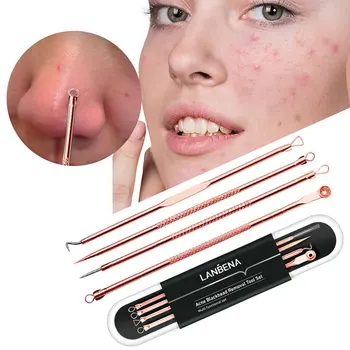 

4PCS/set Rose Gold Acne Removal Needle Face Clean Tools Pimple Needle Blackhead Remover Acne Treatment Acne Needle Cleaner Tools