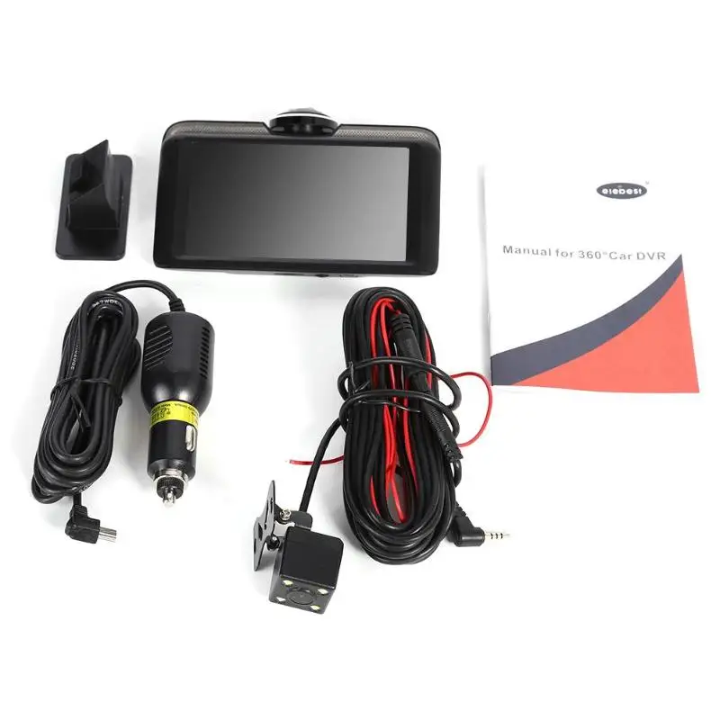 IPS Screen Panoramic 4.5 inch Car DVR Dashboard Camera Dual Lens Night Vision Driving G-sensor Recorder