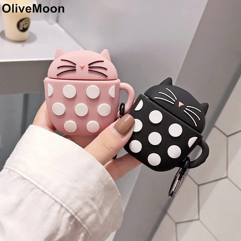 

3D Cute Cat Earphone Case For Airpods 1 2 Case Silicone Soft Bluetooth Headphone Case Cover Airpods 1 2 Charging Box