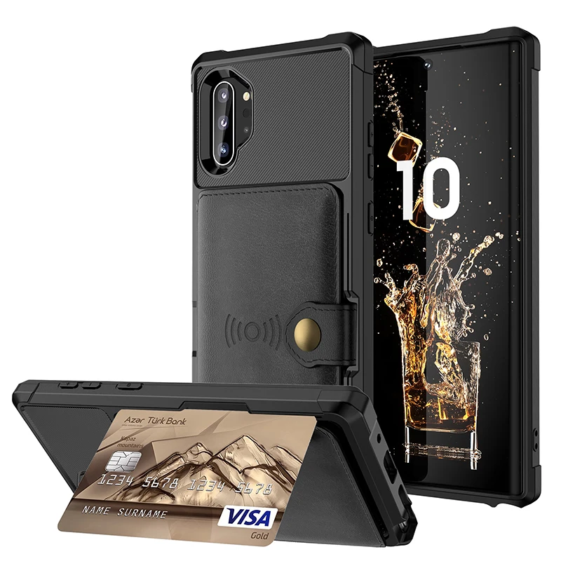 

For Samsung Galaxy Note 10 S10 Plus S10e Credit Card Case PU Leather Flip Wallet Photo Holder Hard Cover For Galaxy Note 10 pro