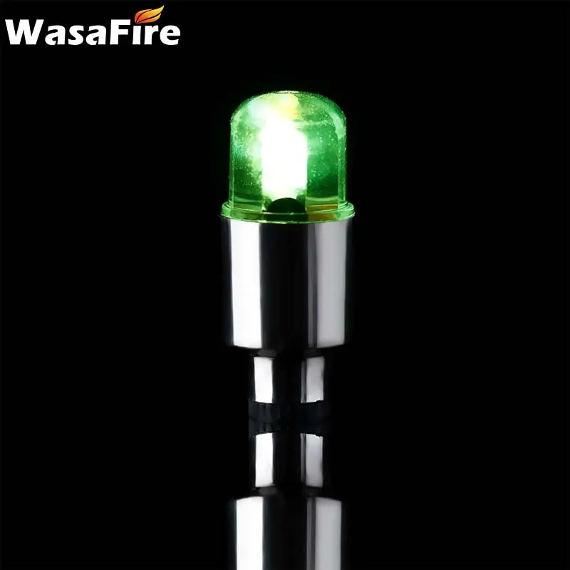 Green WasaFire мини велосипед колесо спиц светильник неоновые колпачки вентиля шины велосипед светильник Ночной горной дороге велосипед ночной Светильник Велоспорт с батареей - Цвет: Green