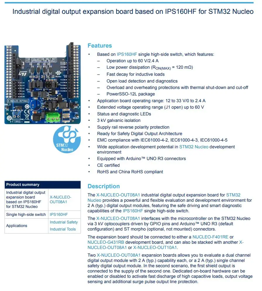 X-NUCLEO-OUT08A1 INFO