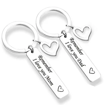 

Creative Remember I Love You Mom Dad Heart Trinket Keychain Rings Letter Pendant Key Chain For Mother's Father's Day GiftJewelry