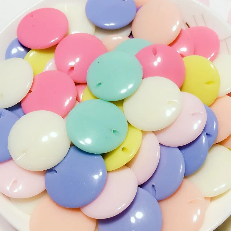 

20Pcs 20mm Mixed Color Acrylic Round Flat Beads For Children's Manual DIY Necklace Bracelet Accessories