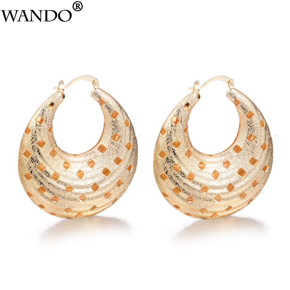 

WAMDO Russian rose gold Ethiopian Big Earrings Women/Girls Water drop Earrings Arab Middle Eastern Pattern bead Jewelry Gifts