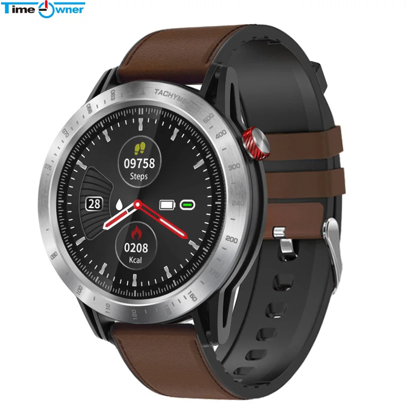 TimeOwner крест Bluetooth Смарт часы водонепроницаемые спортивные часы монитор сердечного ритма во время сна SMS напоминание полный сенсорный фитнес-часы - Цвет: Silver Brown Leather