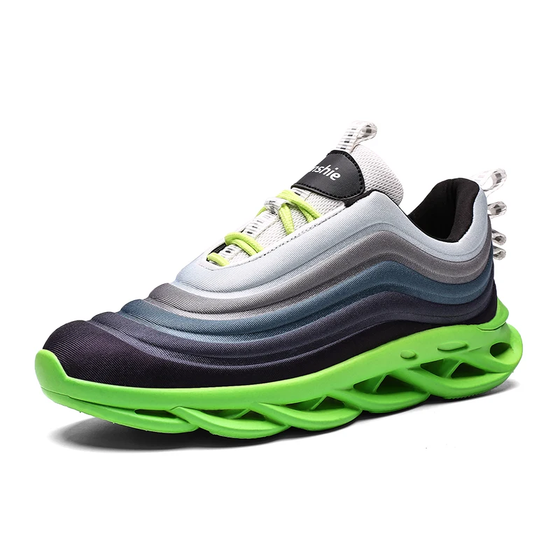 AODLEE/кроссовки для бега; мужские кроссовки; светильник; брендовая мужская обувь; Повседневная дышащая спортивная мужская повседневная обувь; Мужская обувь; zapatos hombre - Цвет: black green