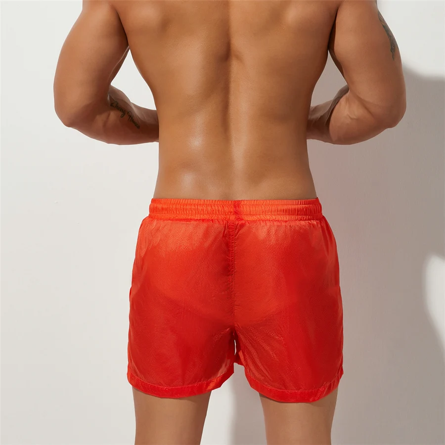 New Summer Mens Shorts Sexy Semi-transparent Nylon Quick Dry Shorts Gyms Casual Joggers Home Wear Men Bottoms casual shorts