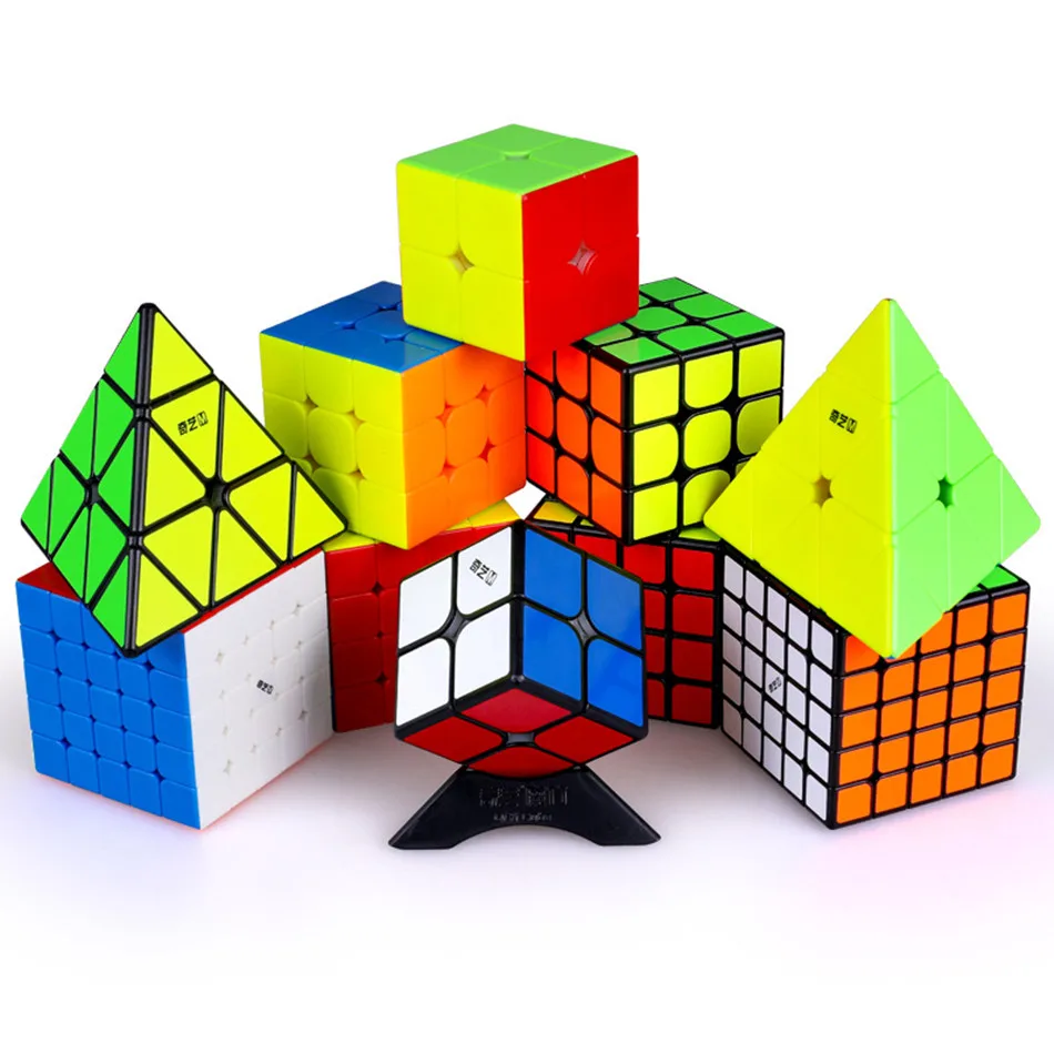 Кубик Рубика Magneitc Qiyi 2x2 3x3 4x4 5x5 Магический кубик с пирамидой Черный Магнитная
