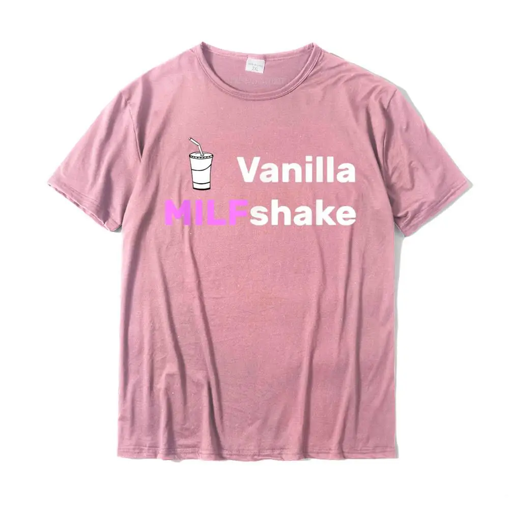 PrintedFunny Short Sleeve Tops Shirts Autumn Prevalent Round Collar Cotton Tees Men T-shirts Simple Style  Drop Shipping Vanilla MILFshake - Funny Hot Mom Milf T-Shirt__MZ16288 pink