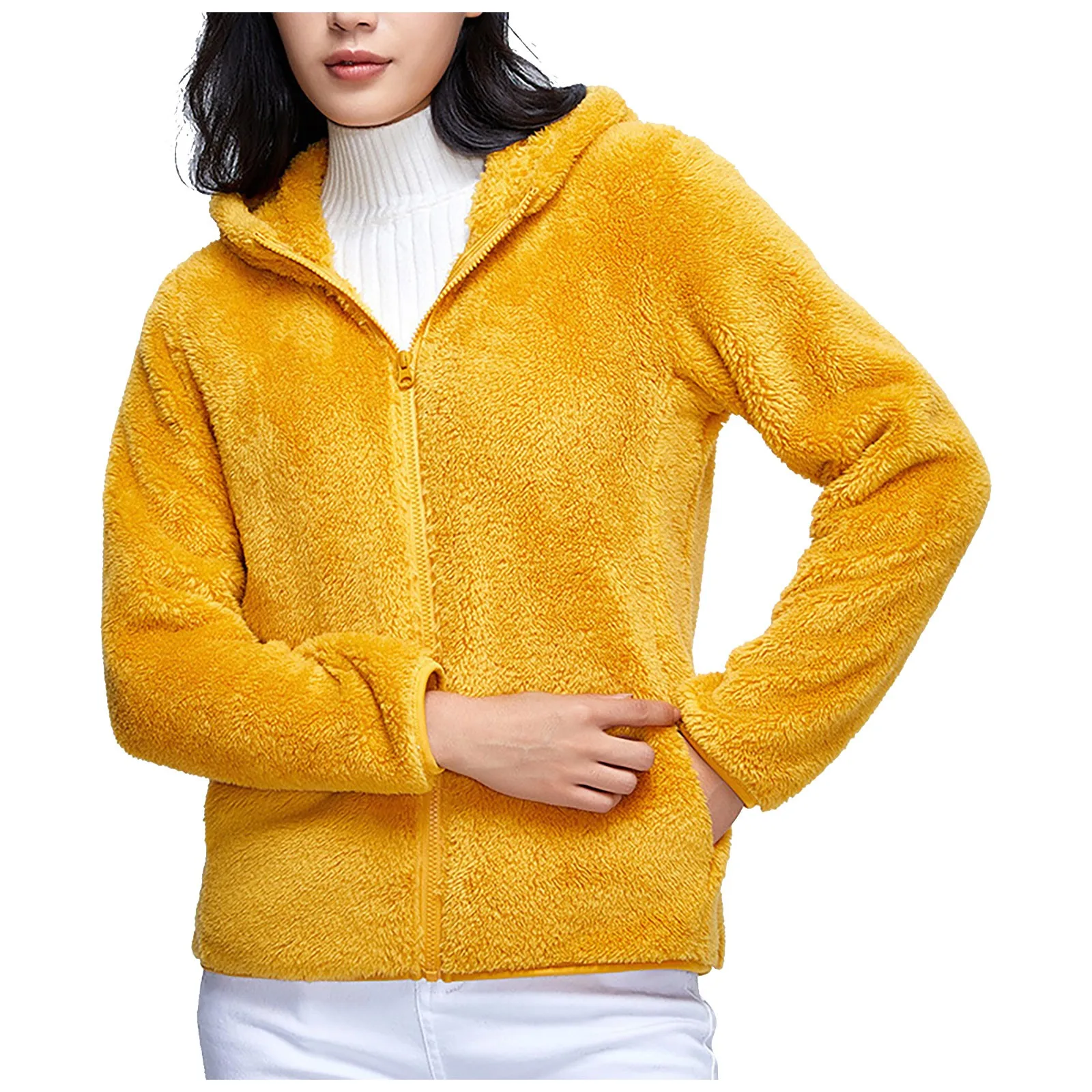 YYear Women Outwear Fall & Winter Faux Fur Plus Size Warm Hoodies Jacket Coat