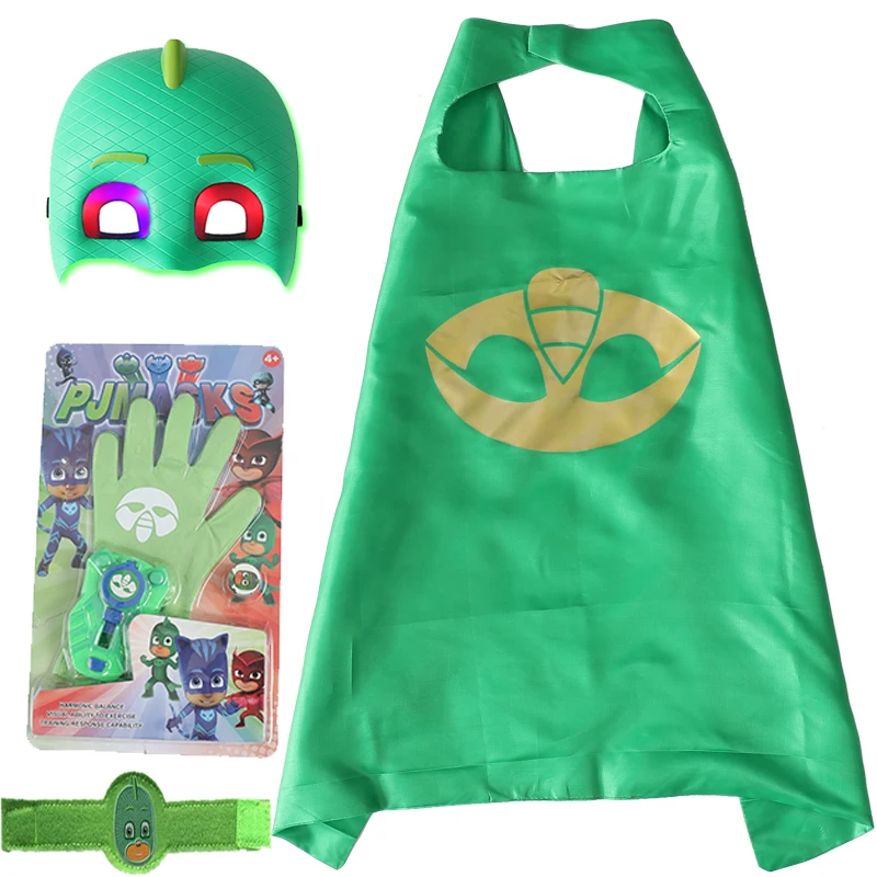 4 шт./компл. с капюшоном с рисунками Pj Mask для мультфильм игрушка костюм День рождения костюмы героев мультфильма «Герои в масках», кэтбой OwlGilrs Gekko маска Аниме Фигурки игрушки для Детский подарок