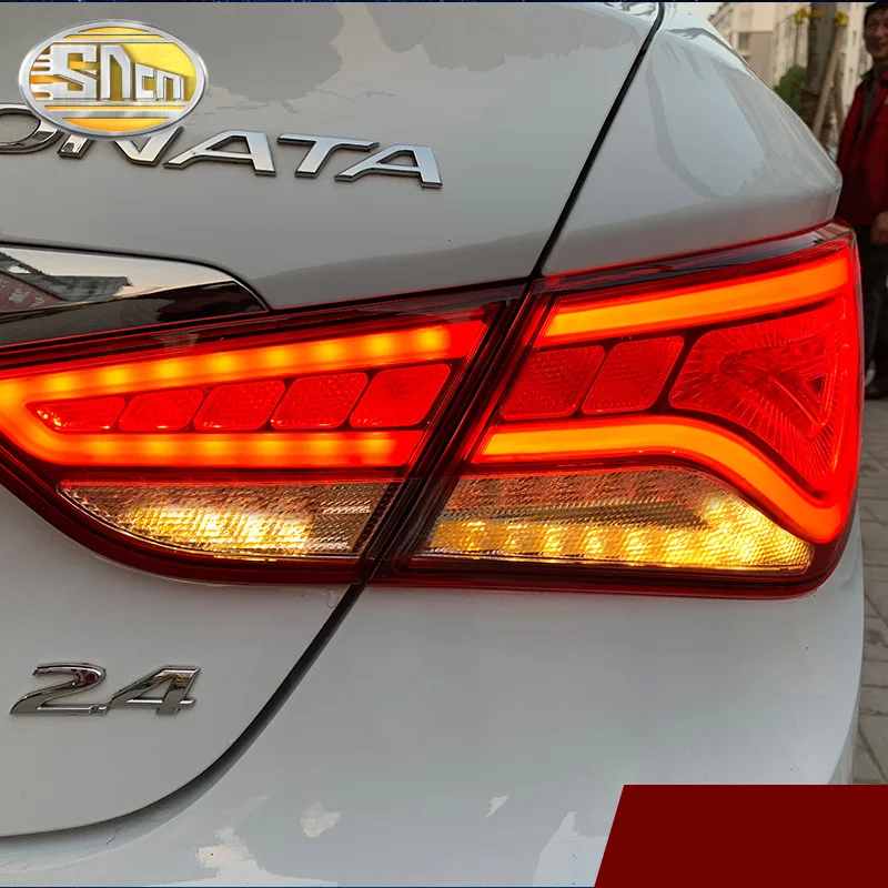 Car LED Tail Light Taillight For Hyundai Sonata YF 2011 - 2014 Rear Fog Lamp + Brake Light + Reverse Light + Dynamic Turn Signal
