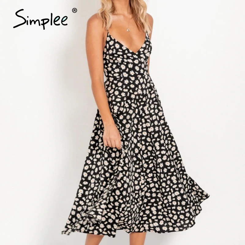Simplee сексуальное женское платье без рукавов бохо цветочный принт летнее пляжное