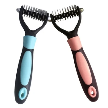 

Pet Dematting Comb Alloy Steel Gift Non Slip Dog Cat Deshedding Open Knot Rake Home Professional Double-sided Grooming Undercoat