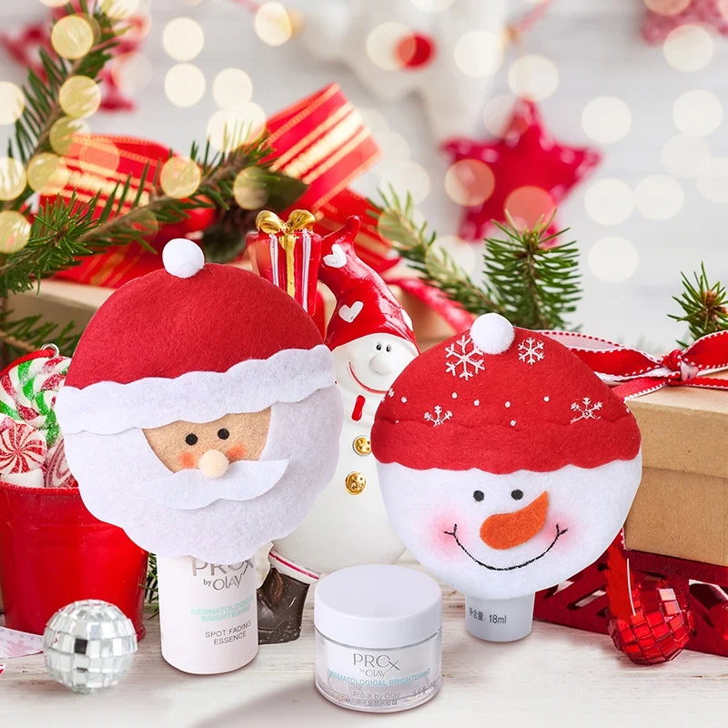Christmas Cosmetic Covers Wine Bottle Cap Topper Holiday Home Decor Supplies Snowman/Santa Claus