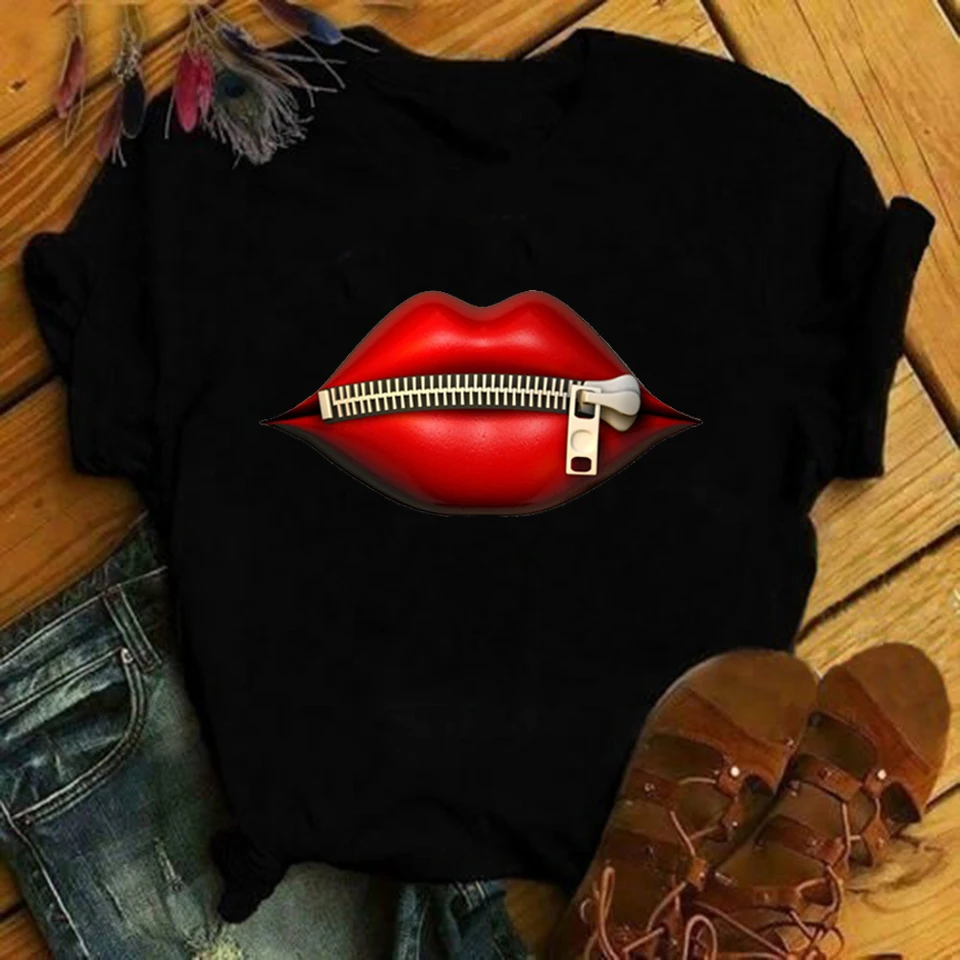 

Women Plus Size Harajuku Tops Summer Tops Graphic Tees Women Lips Kawaii T-shirt Clothes Girls T Shirt Camisetas ,Drop Shipping