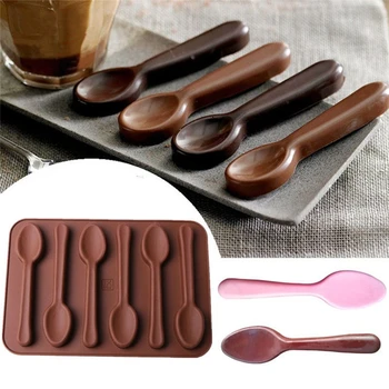 

1Pcs Chocolate Silicone Baking Mold Spoon Shape Mold Chocolate Biscuit Candy Jelly DIY mold baking Tools Kitchenware Mould New
