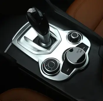 

1 PC Matte Silver ABS Chrome Car Interior Gear Shift Knob Panel Frame Cover Trims For Alfa Romeo Giulia Stelvio 2017 Car Styling