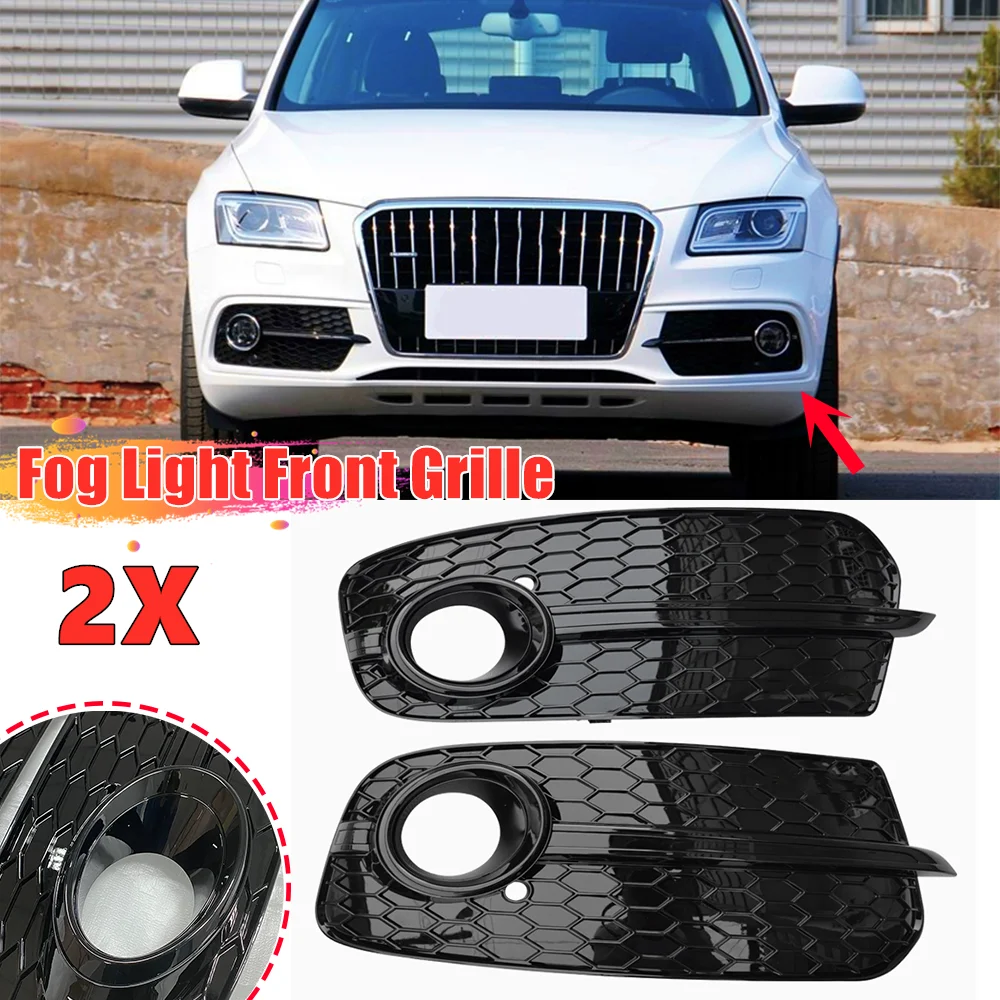 Pair Car Front Bumper Fog Light Lamp Cover Honeycomb Grille Grill Glossy  Black For Audi Q5 2009 2010 2011 2012 Car Accessories - AliExpress