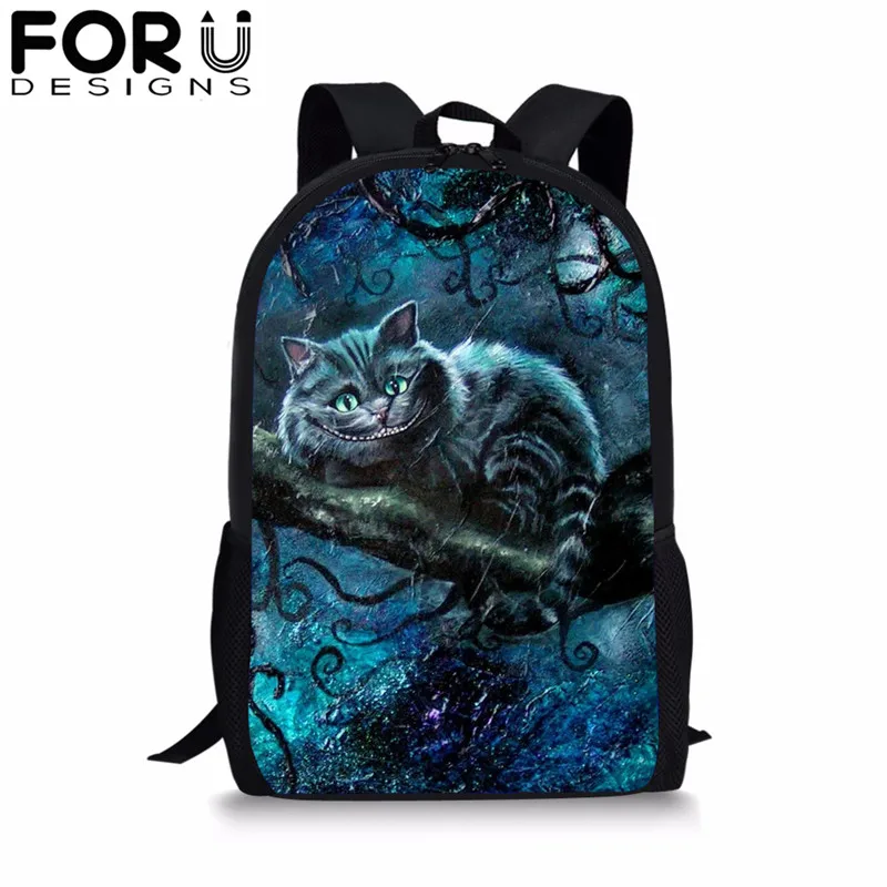 CDGX1413C FORUDESIGNS/Школьный рюкзак с принтом готического кота для девочек-подростков, студенческий рюкзак, 16 дюймов, сумка-портфель, рюкзак Mochila - Цвет: CDGX1413C