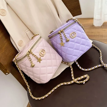 

Luxury Chains Plaid Handbags for Women 2020 Channel Designer Shoulder Messenger Bag Female Vintage Mini Diamond Lattice Box Bag